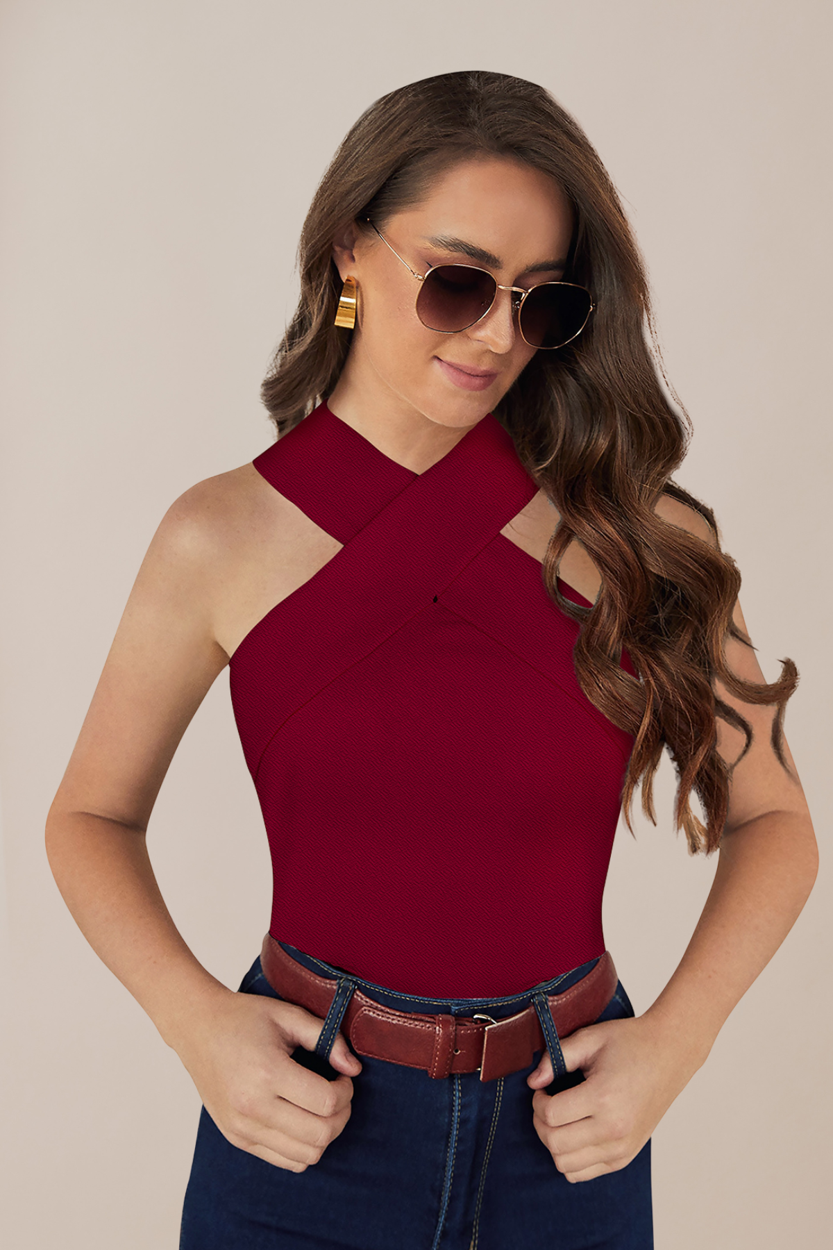 Cross Neck Sleeveless Fitted Top [2 Colors]
