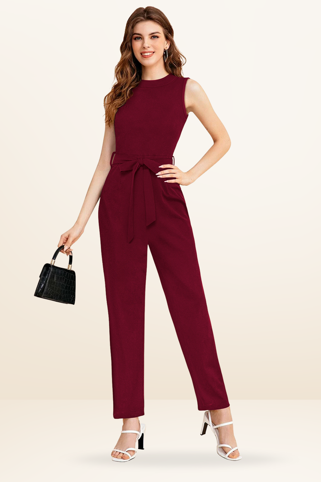 Sleeveless Belted Jumpsuit [2 Colors]