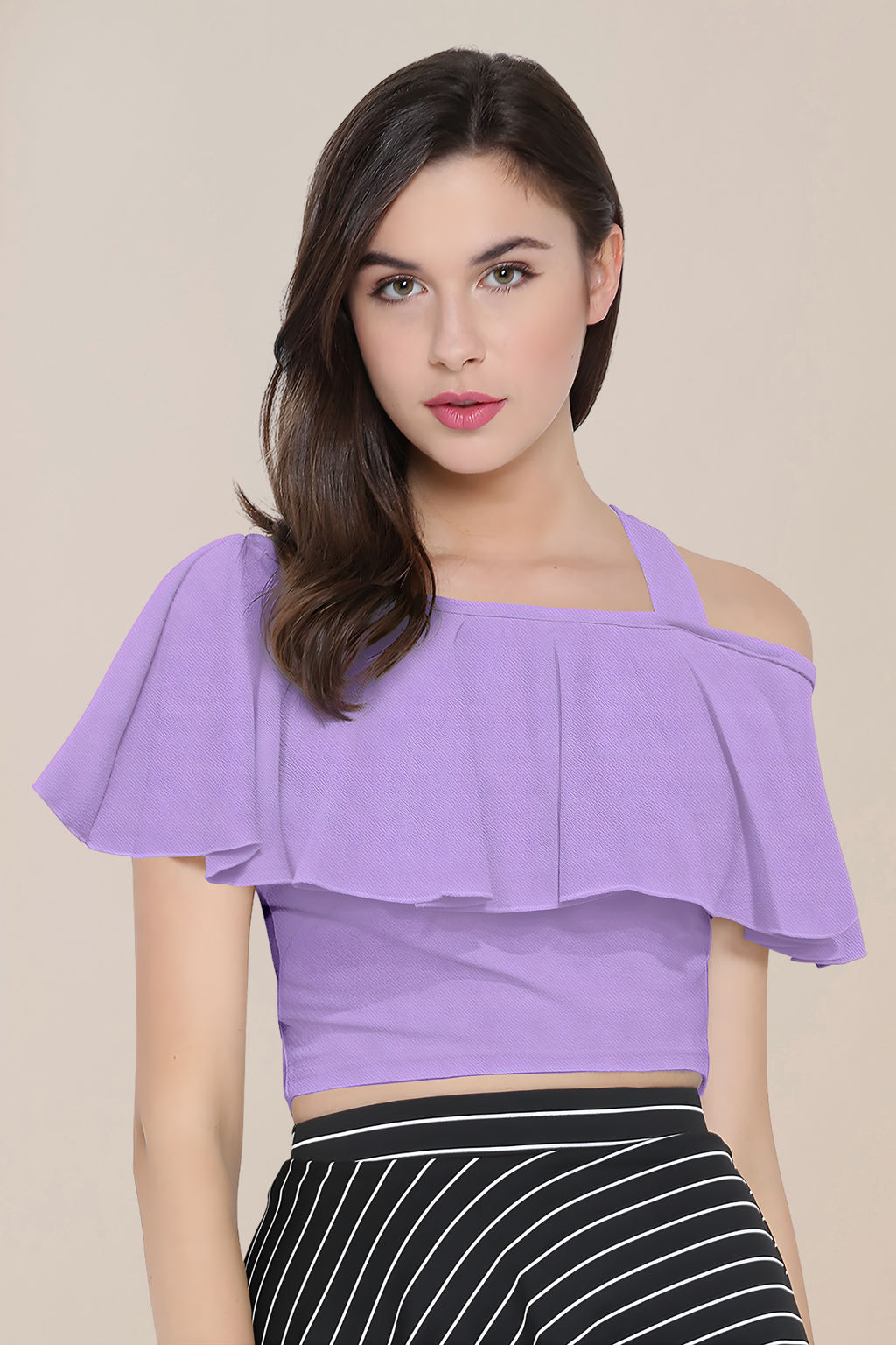 Asymmetric Ruffle One Shoulder Top [4 Colors]