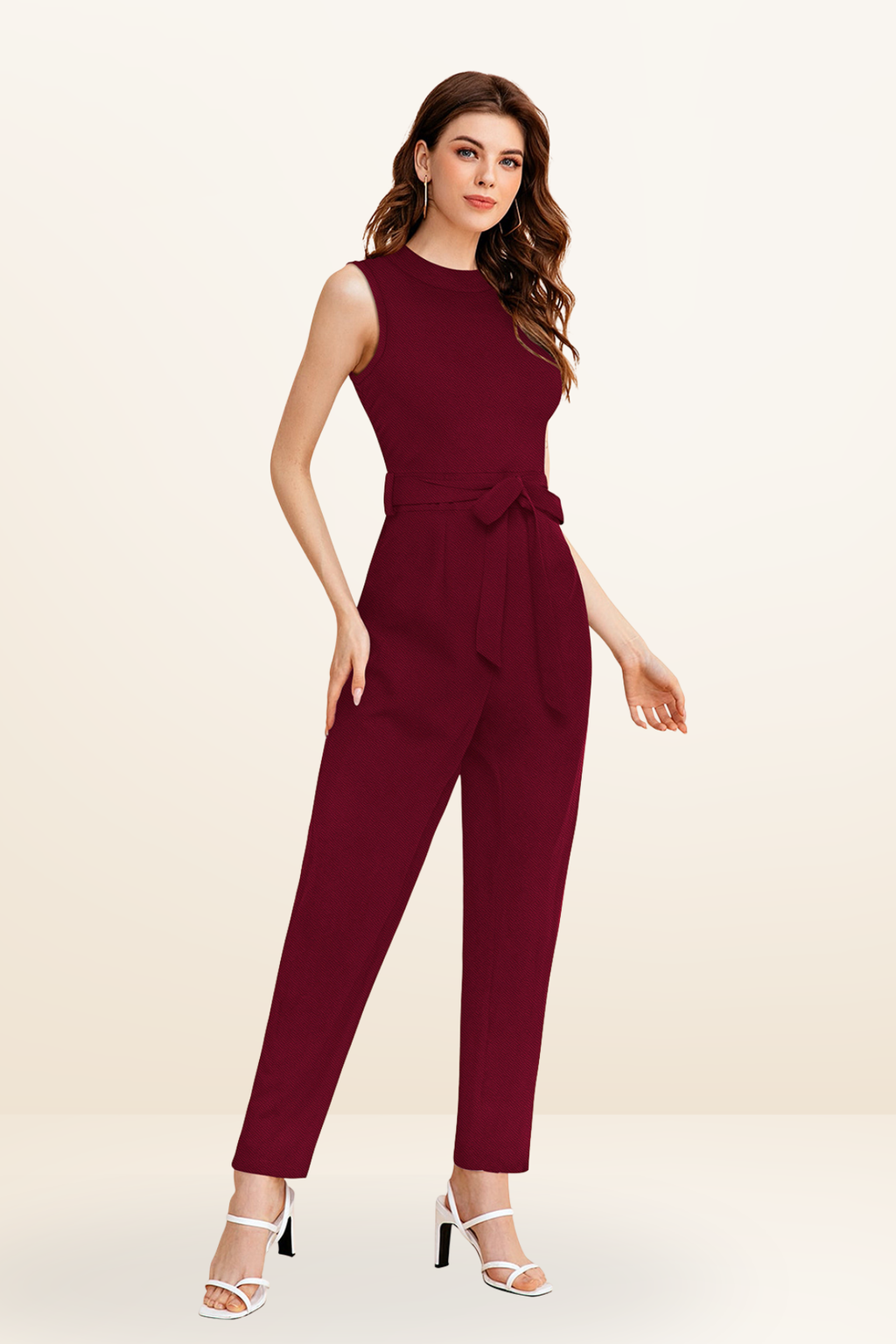 Sleeveless Belted Jumpsuit [2 Colors]