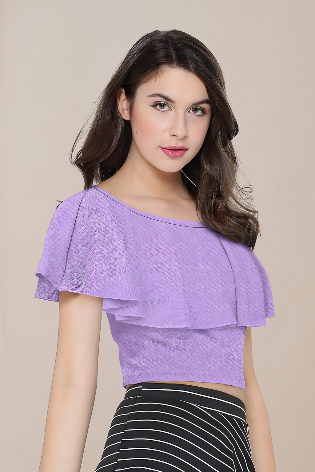 Asymmetric Ruffle One Shoulder Top [4 Colors]