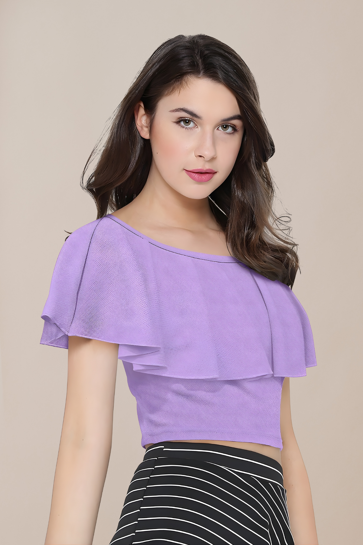 Asymmetric Ruffle One Shoulder Top [4 Colors]