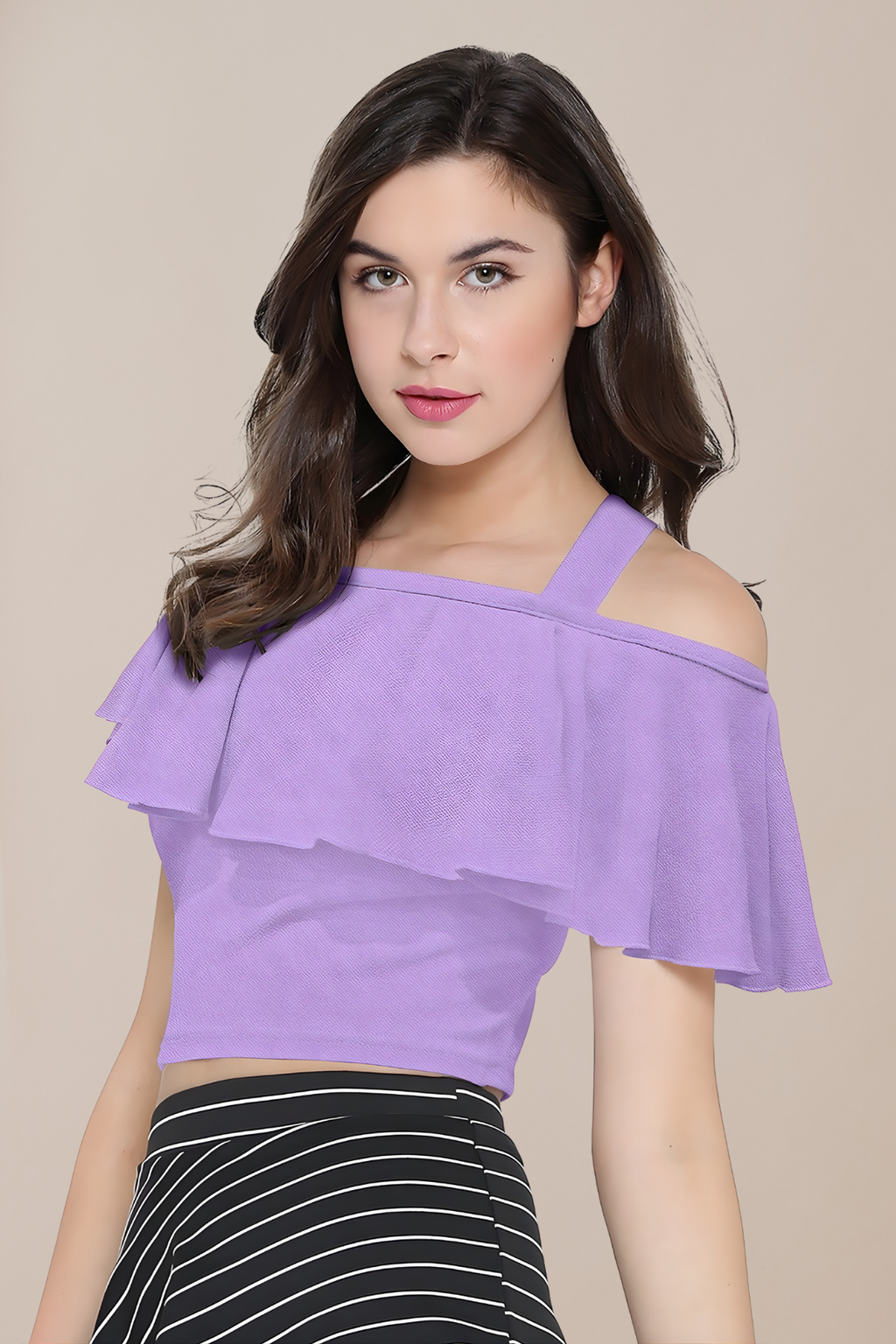 Asymmetric Ruffle One Shoulder Top [4 Colors]