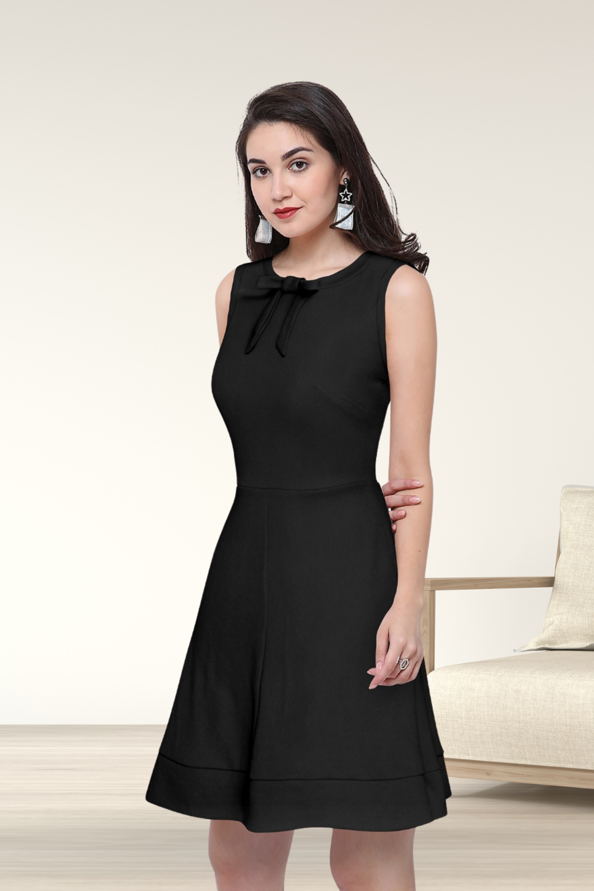 Sleeveless Fit & Flare Bow Detail Skirt [2 Colors]