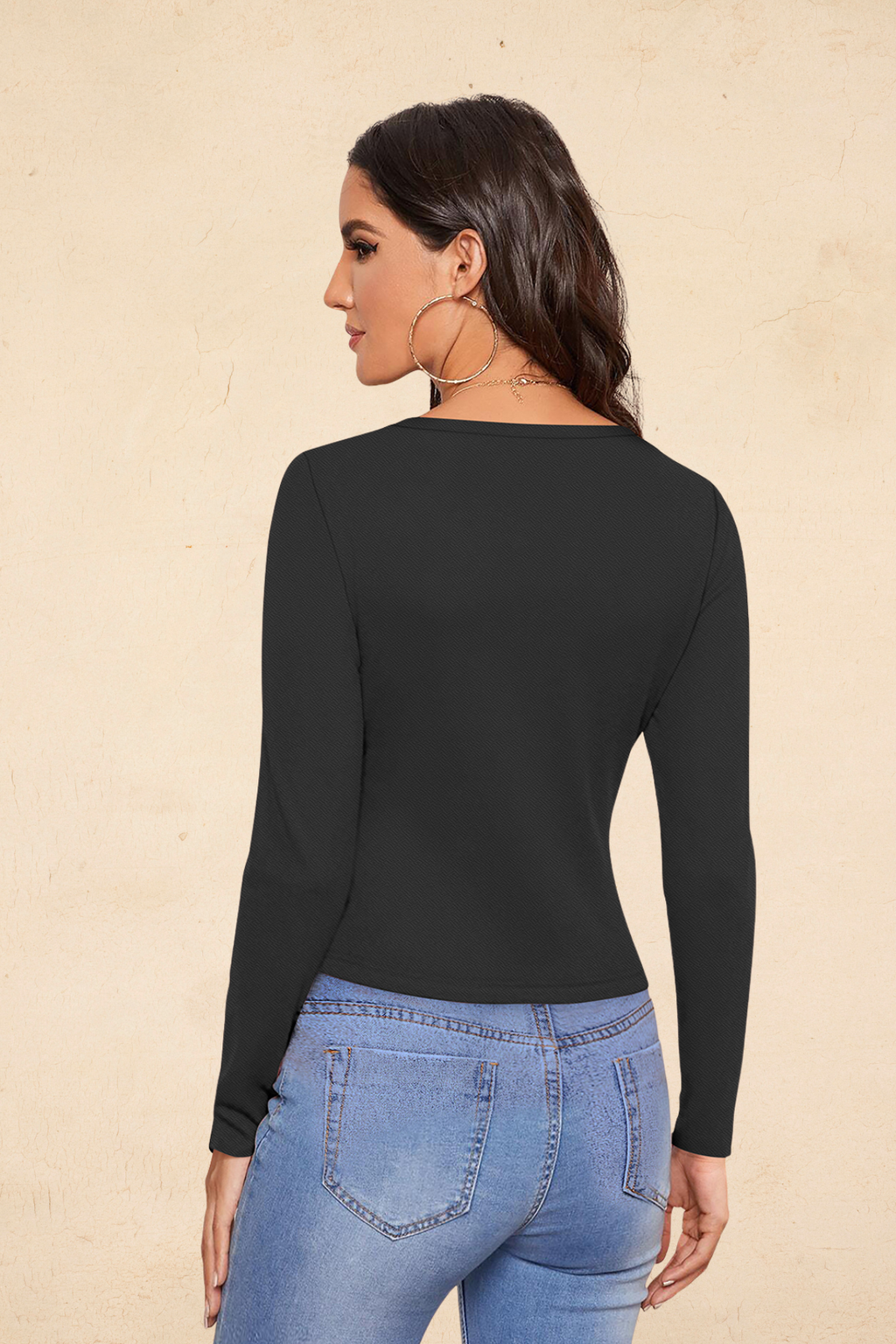 Ruched Drawstring Long Sleeve Crop Top [2 Colors]