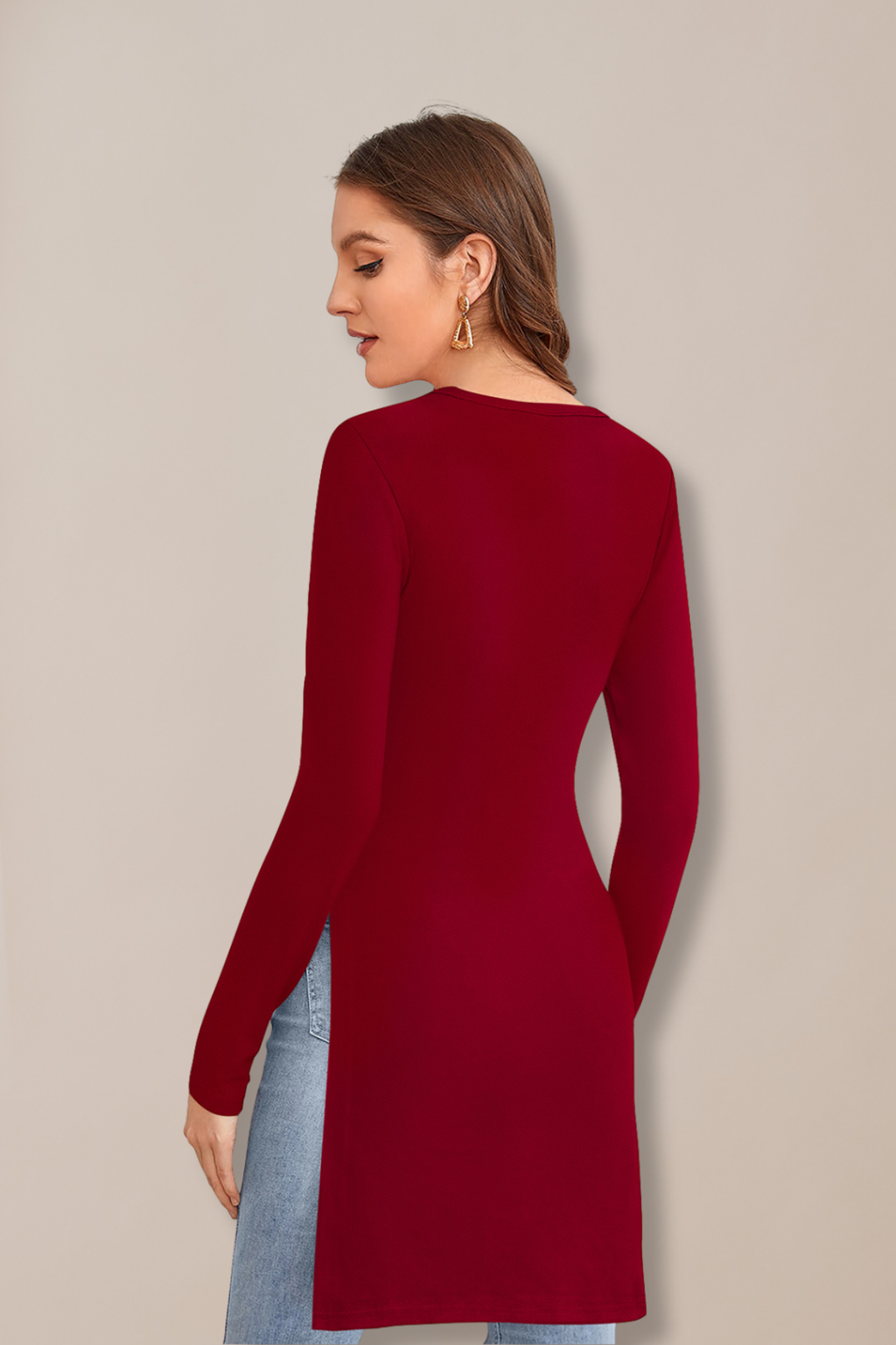 Longline Crew Neck Tunic Top [4 Colors]