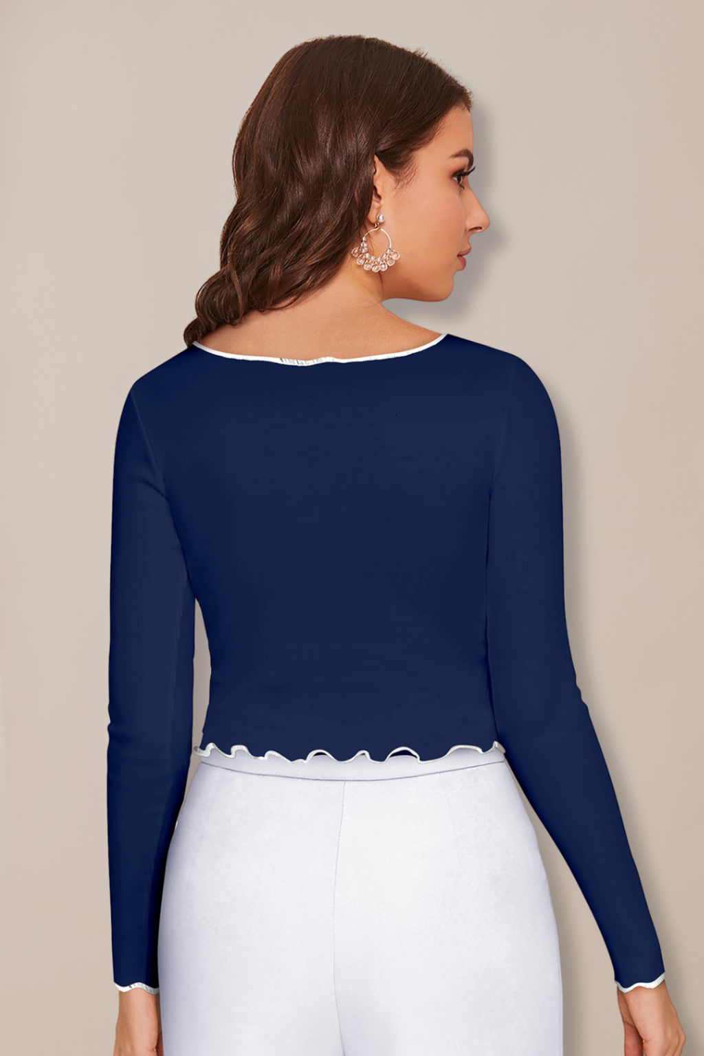 Striped Print Round Neck Top [7 Colors]