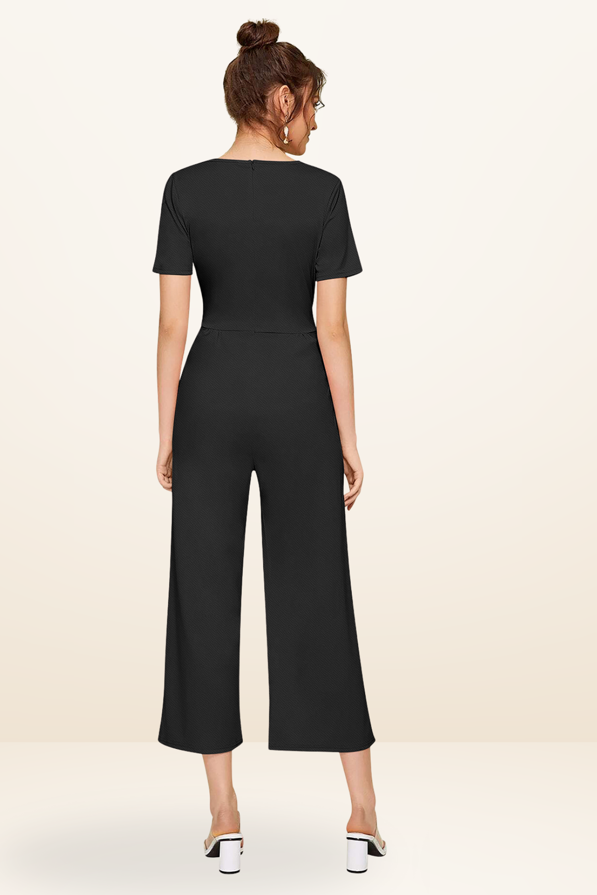 Short Sleeve Wide-Leg Jumpsuit [2 Colors]