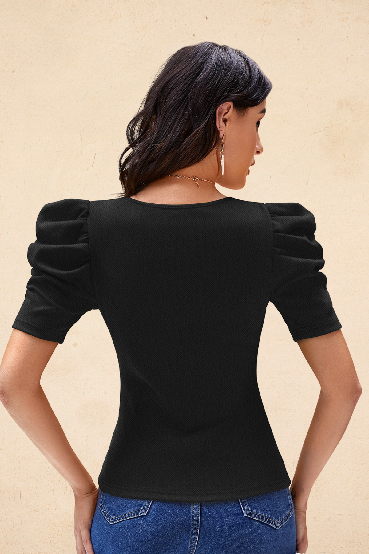 Puff Sleeve Fitted Top [2 Colors]