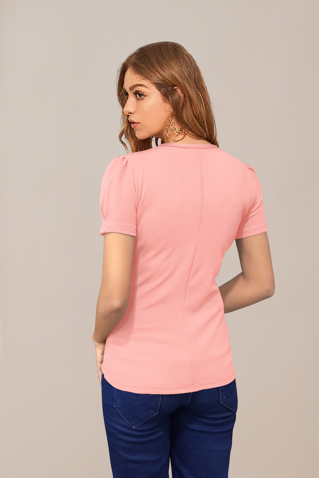 Puff Sleeve Fitted Knit Top [2 Color]