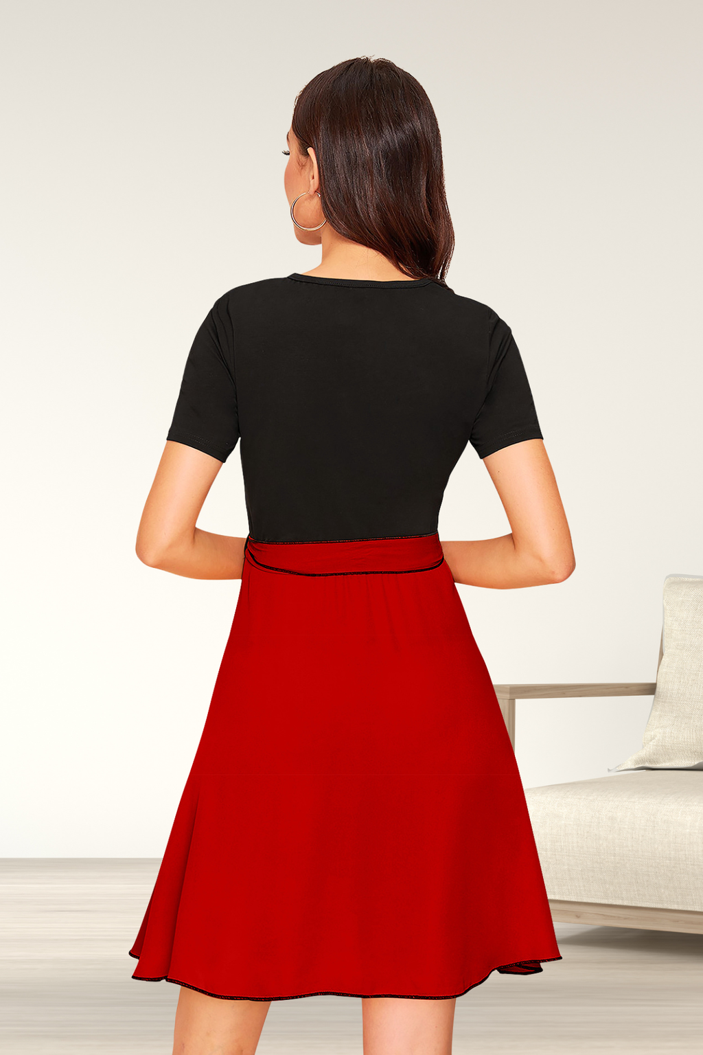 Short Sleeve A-Line Tie Waist Dress [2 Colors]