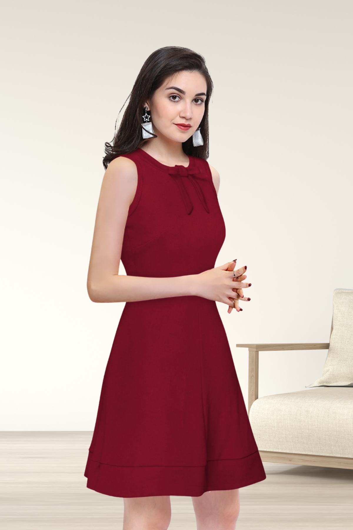 Sleeveless Fit & Flare Bow Detail Skirt [2 Colors]