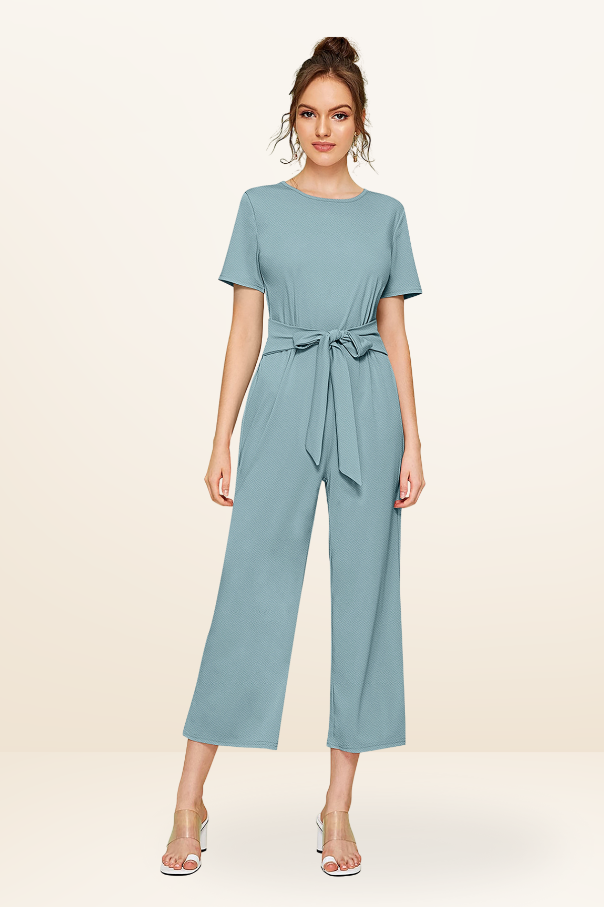 Short Sleeve Wide-Leg Jumpsuit [2 Colors]