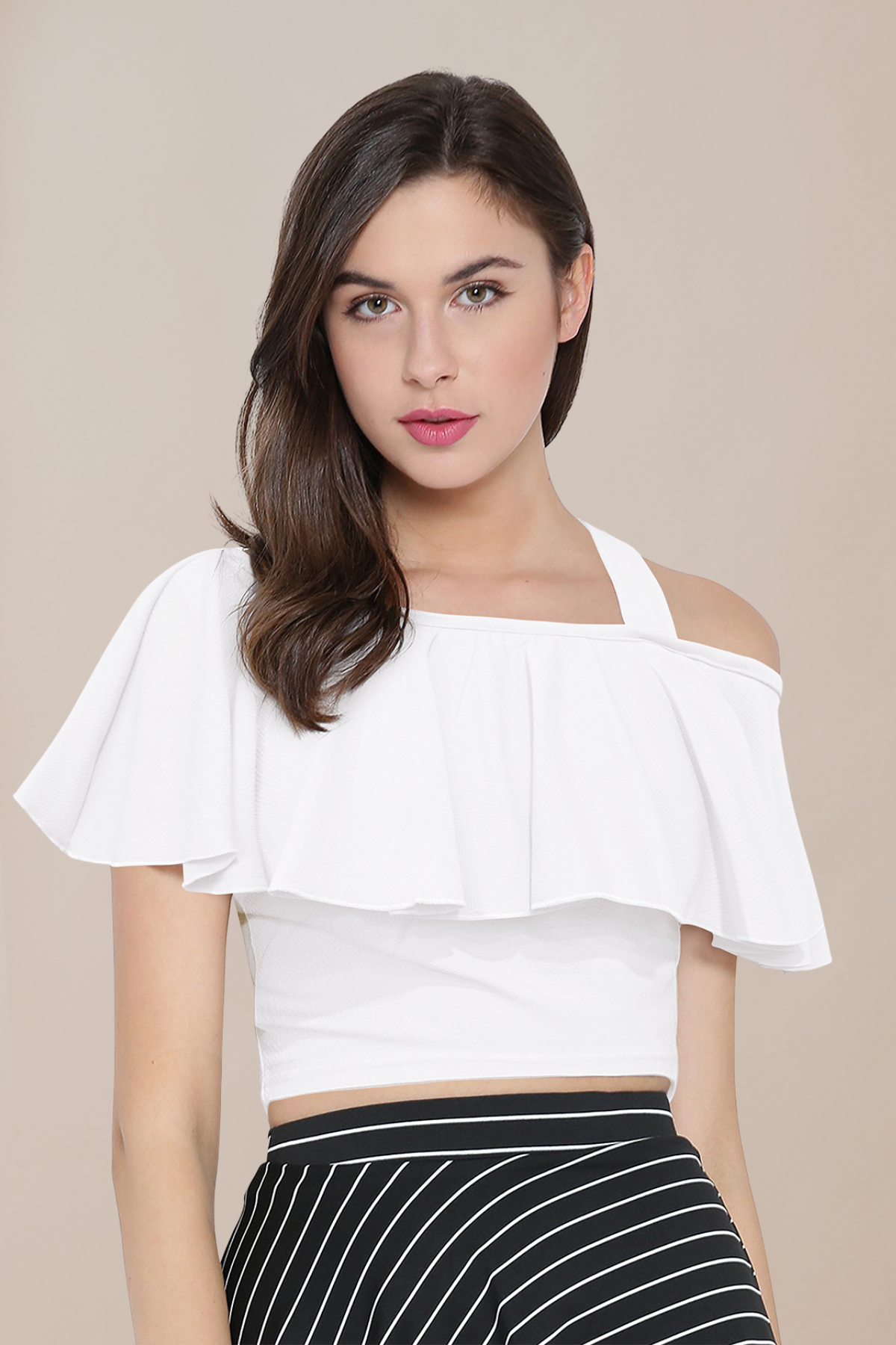 Asymmetric Ruffle One Shoulder Top [4 Colors]