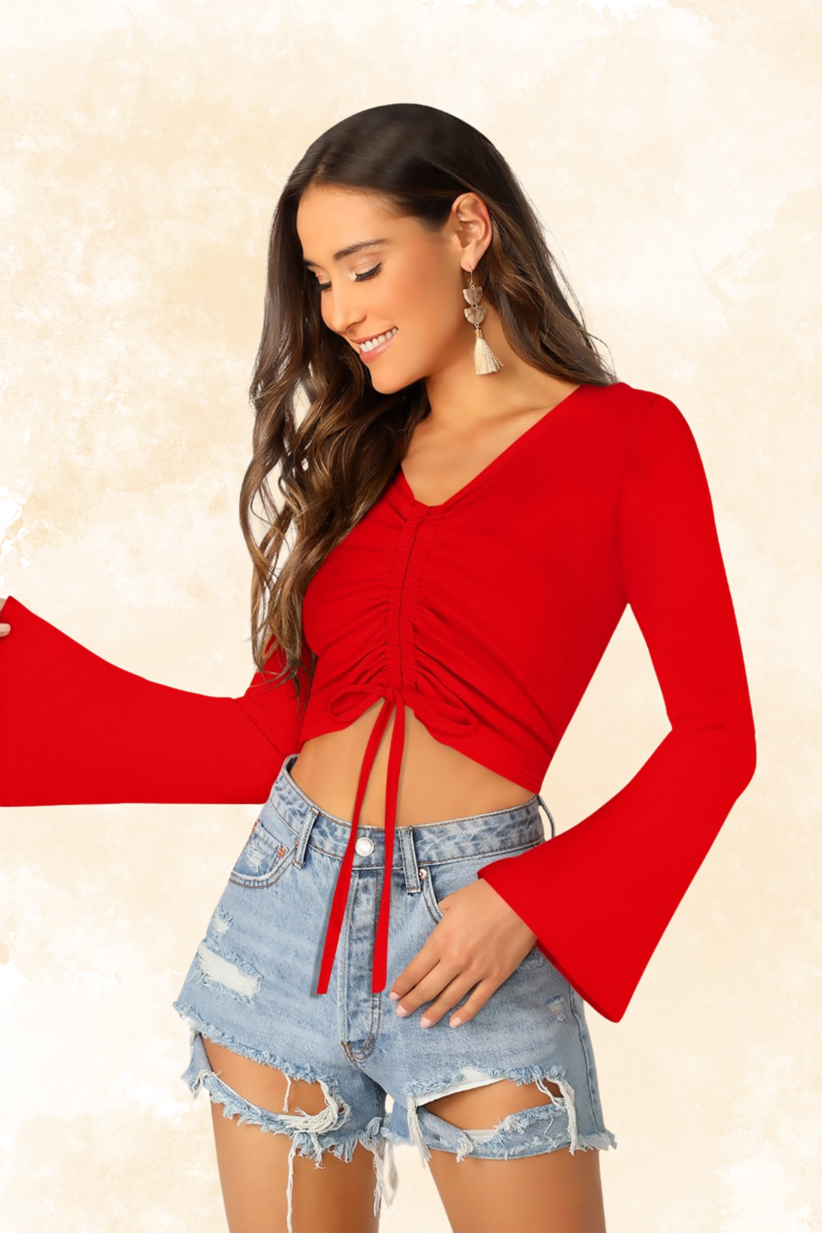 Bell Sleeve Ruched Front Top [5 Colors]