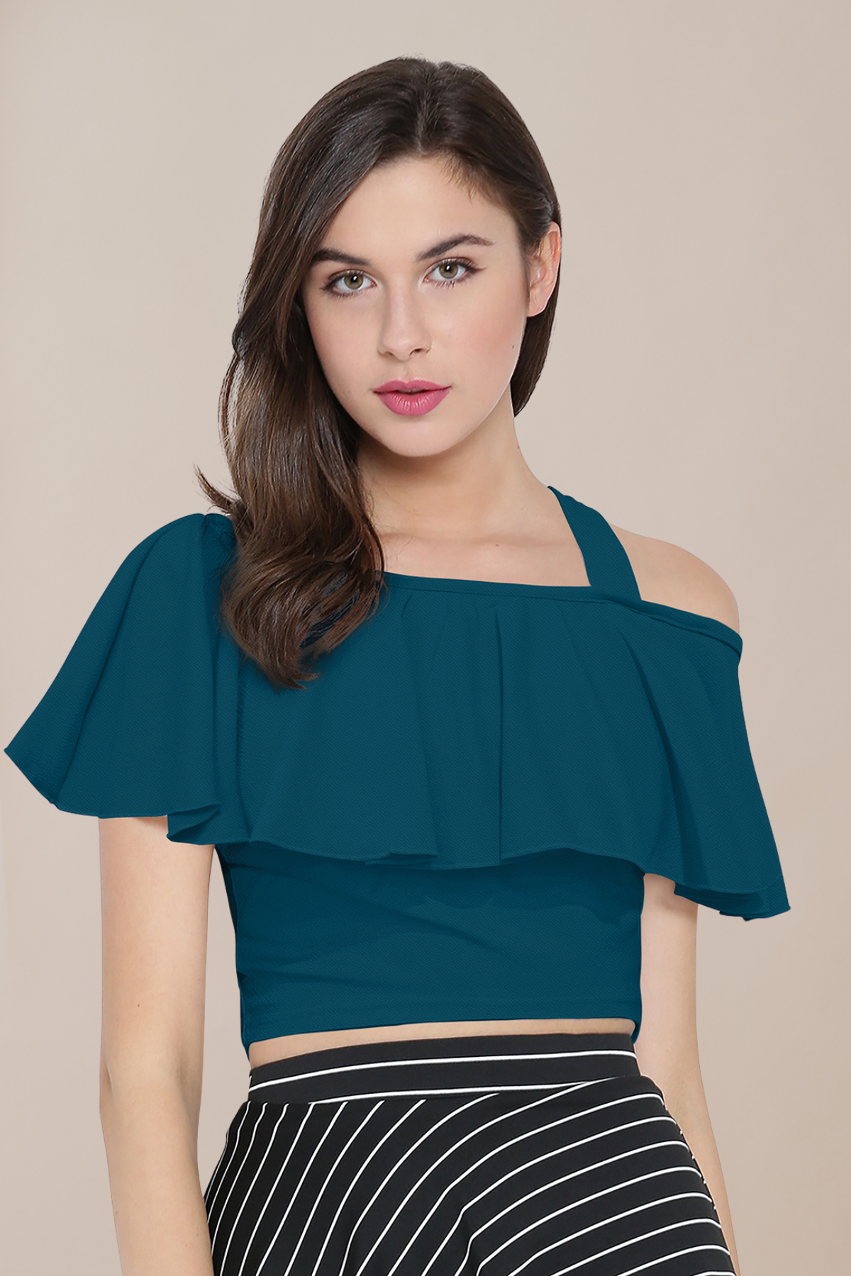 Asymmetric Ruffle One Shoulder Top [4 Colors]