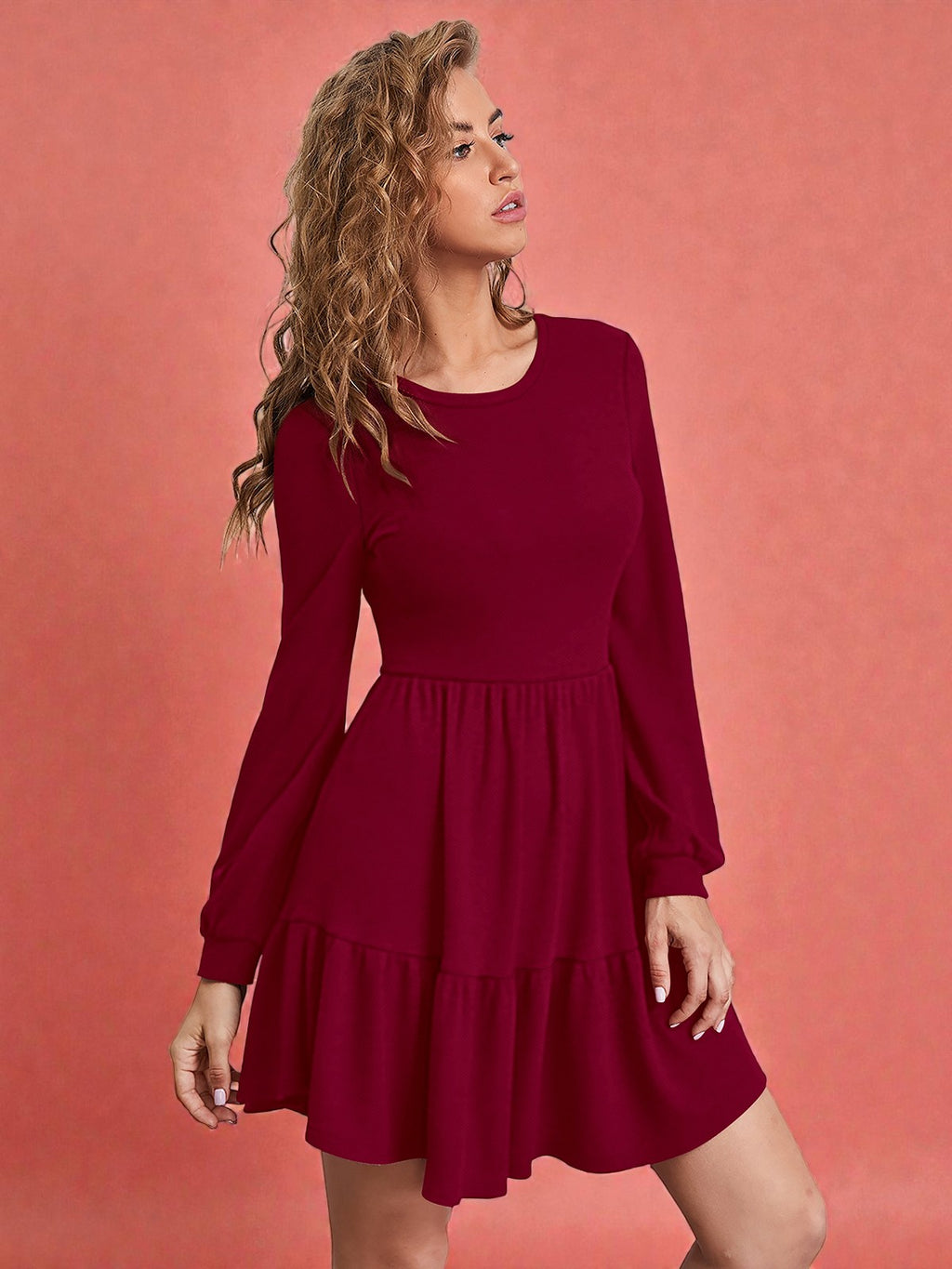 Long Sleeve Tiered Mini Skirt [3 Colors]