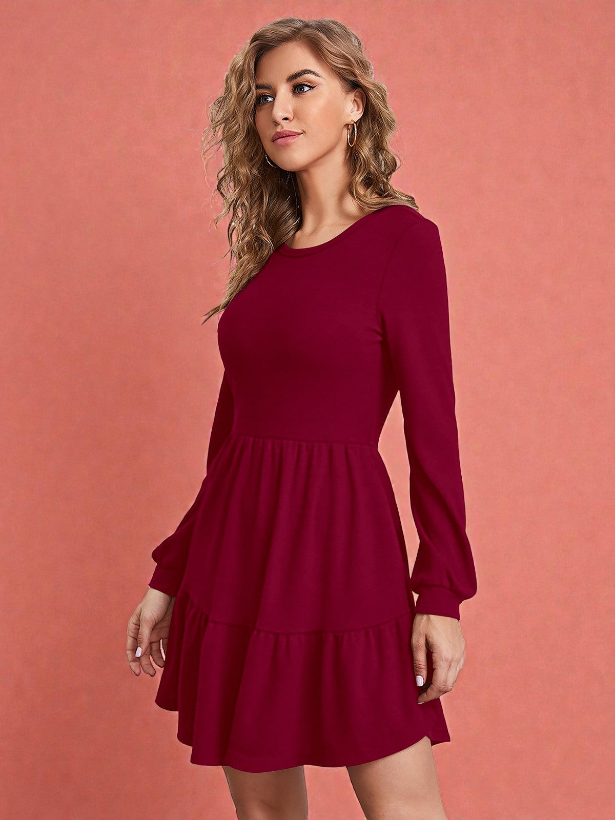 Long Sleeve Tiered Mini Skirt [3 Colors]