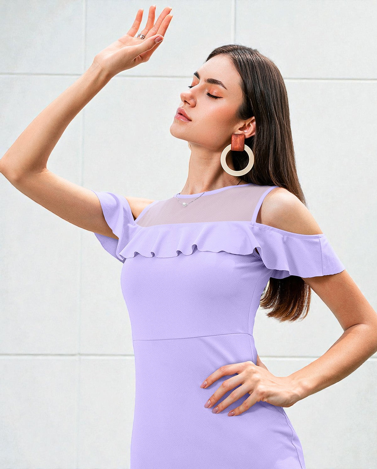 Ruffle Cold Shoulder Mermaid Dress [2 Colors]