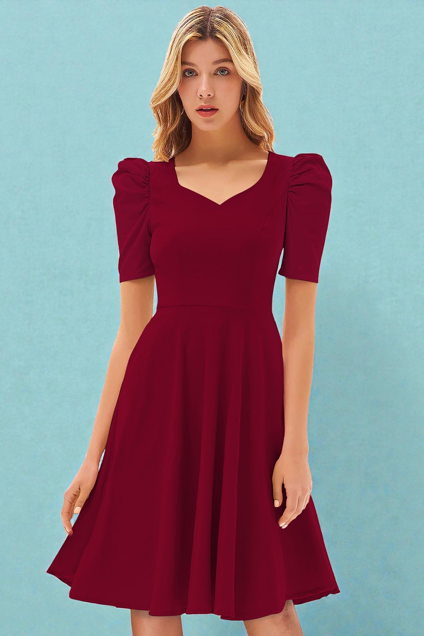 Puff Sleeve Fit & Flare Skirt [4 Colors]