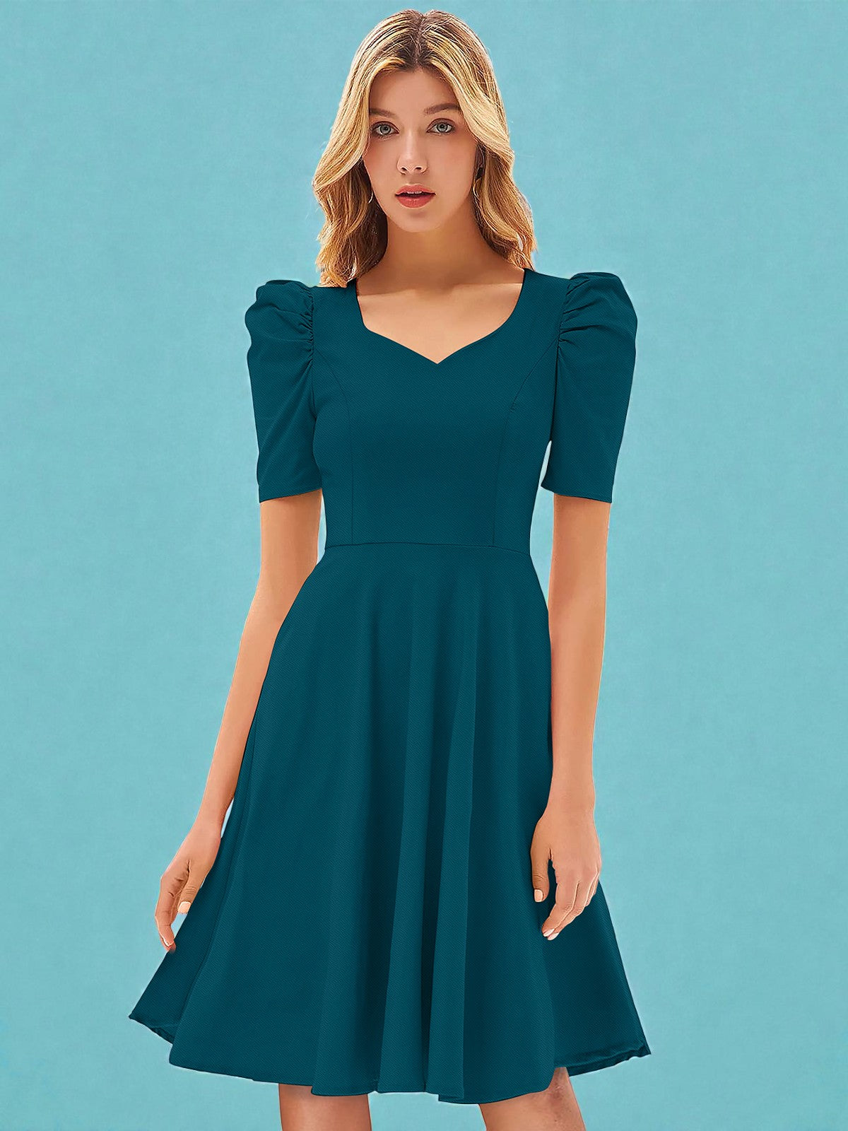 Puff Sleeve Fit & Flare Skirt [4 Colors]