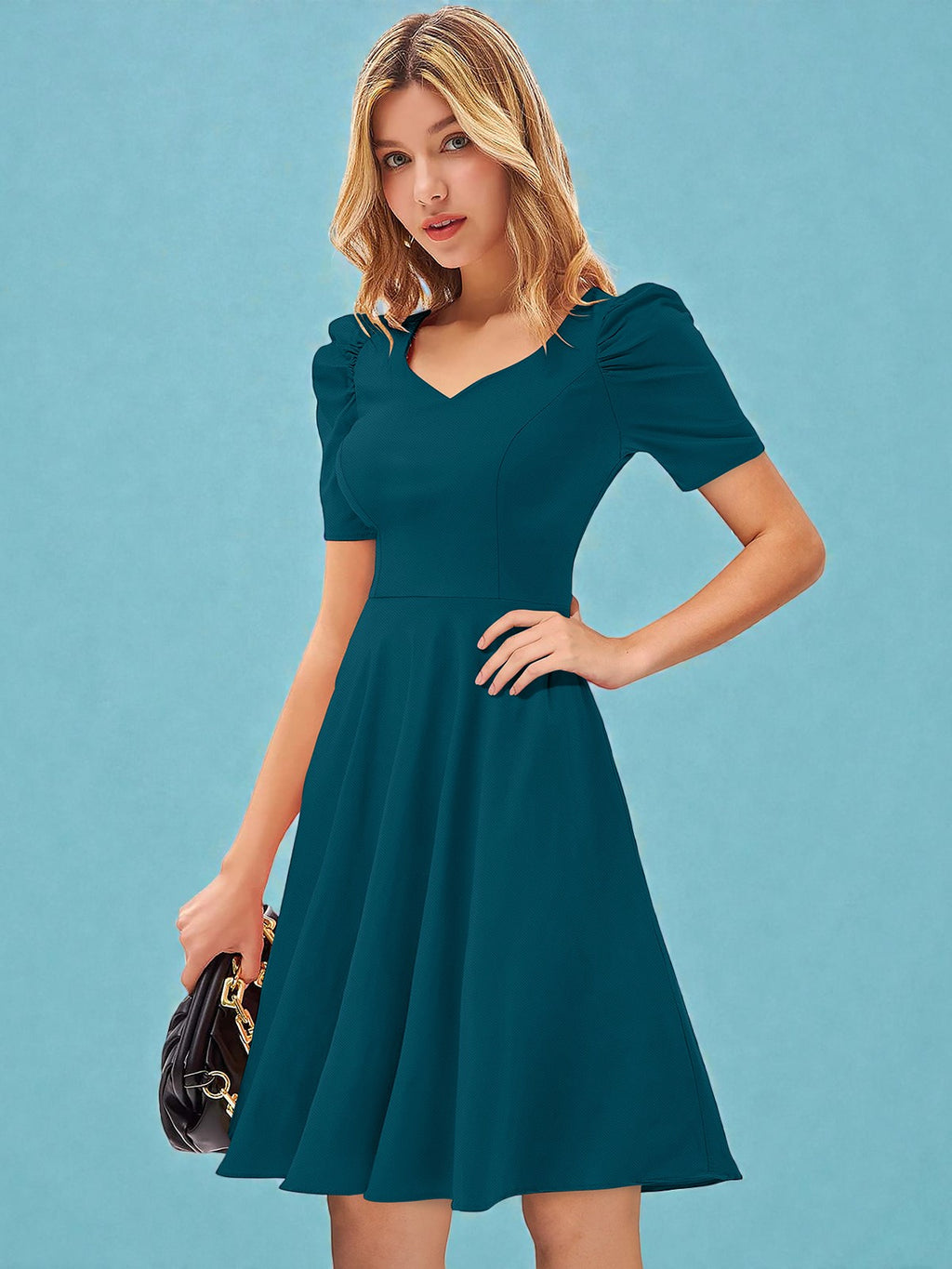 Puff Sleeve Fit & Flare Skirt [4 Colors]