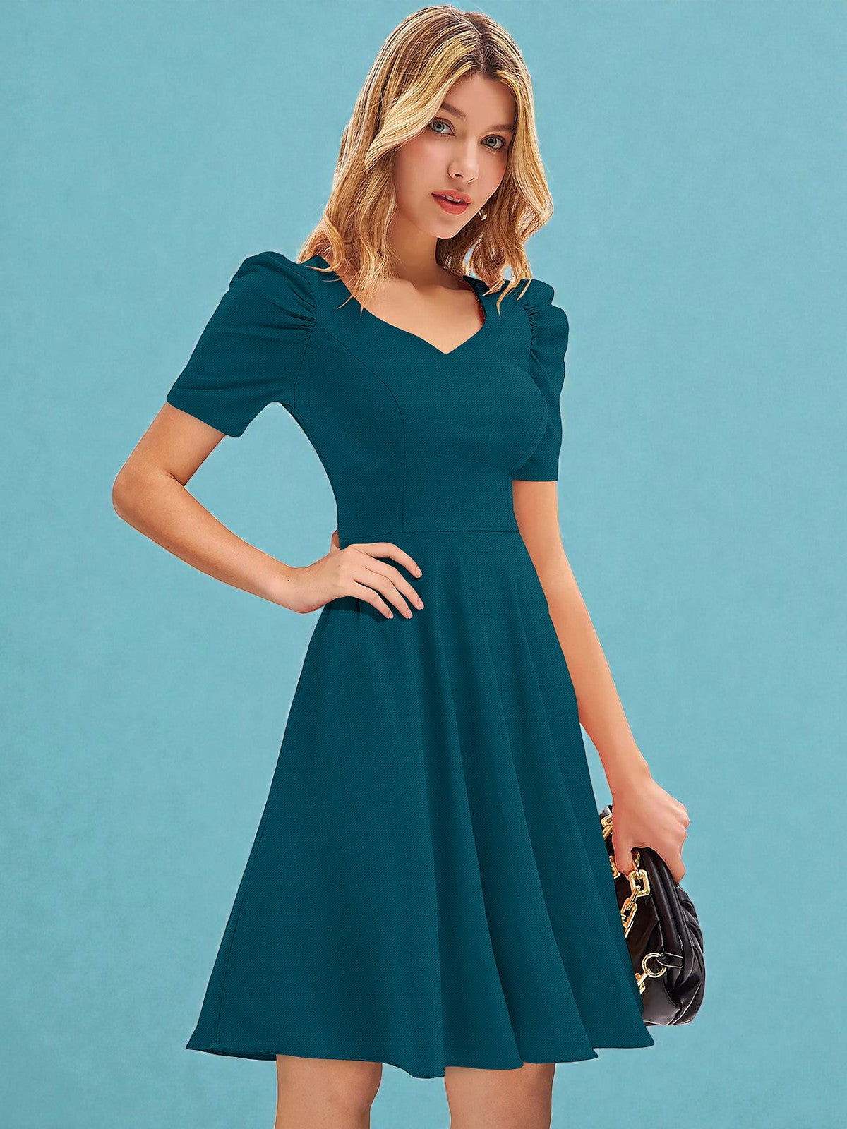 Puff Sleeve Fit & Flare Skirt [4 Colors]