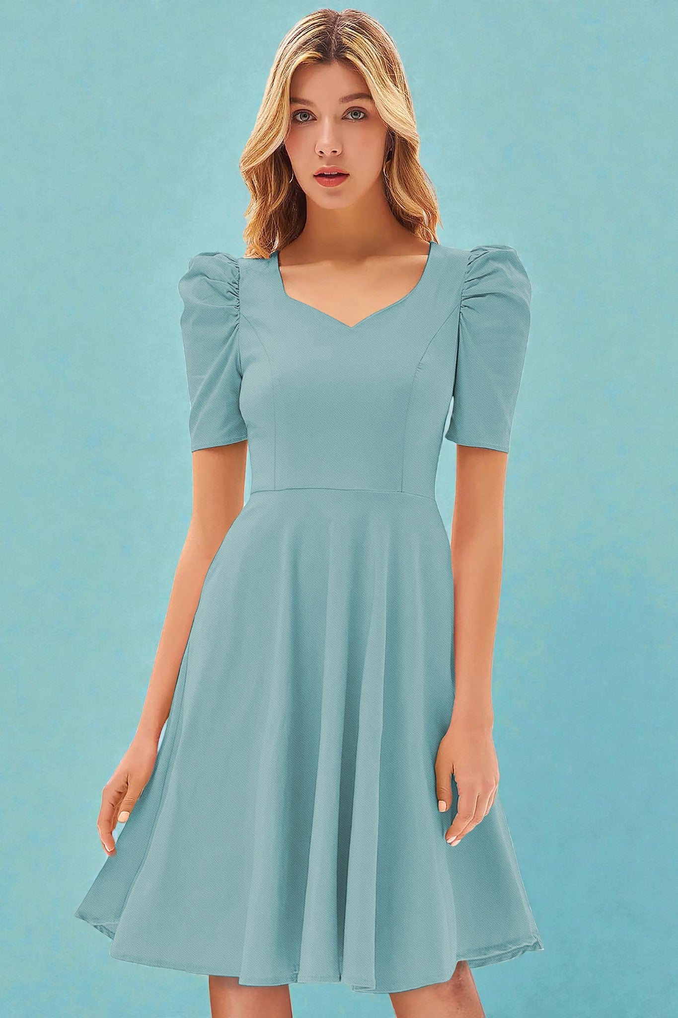 Puff Sleeve Fit & Flare Skirt [4 Colors]