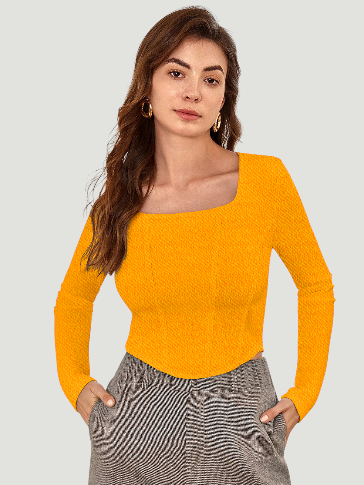 Structured Red Square‑Neck Top [2 Colors]