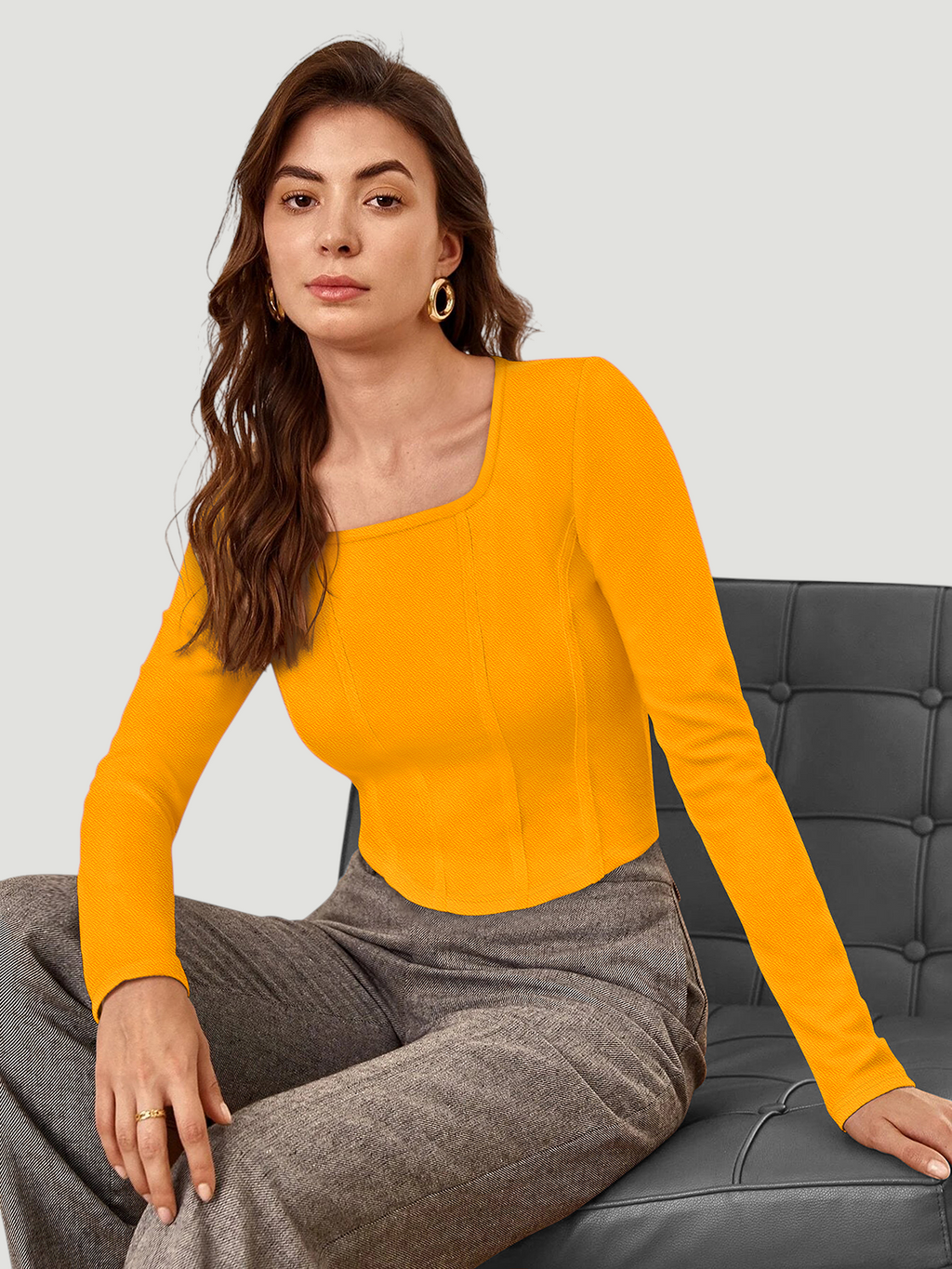 Structured Red Square‑Neck Top [2 Colors]