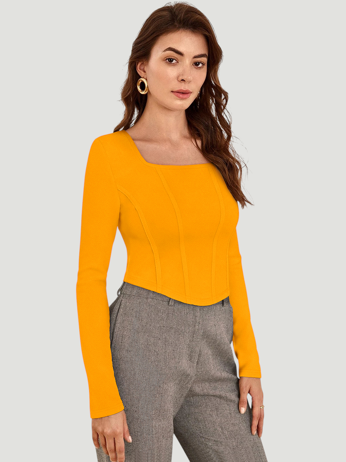 Structured Red Square‑Neck Top [2 Colors]