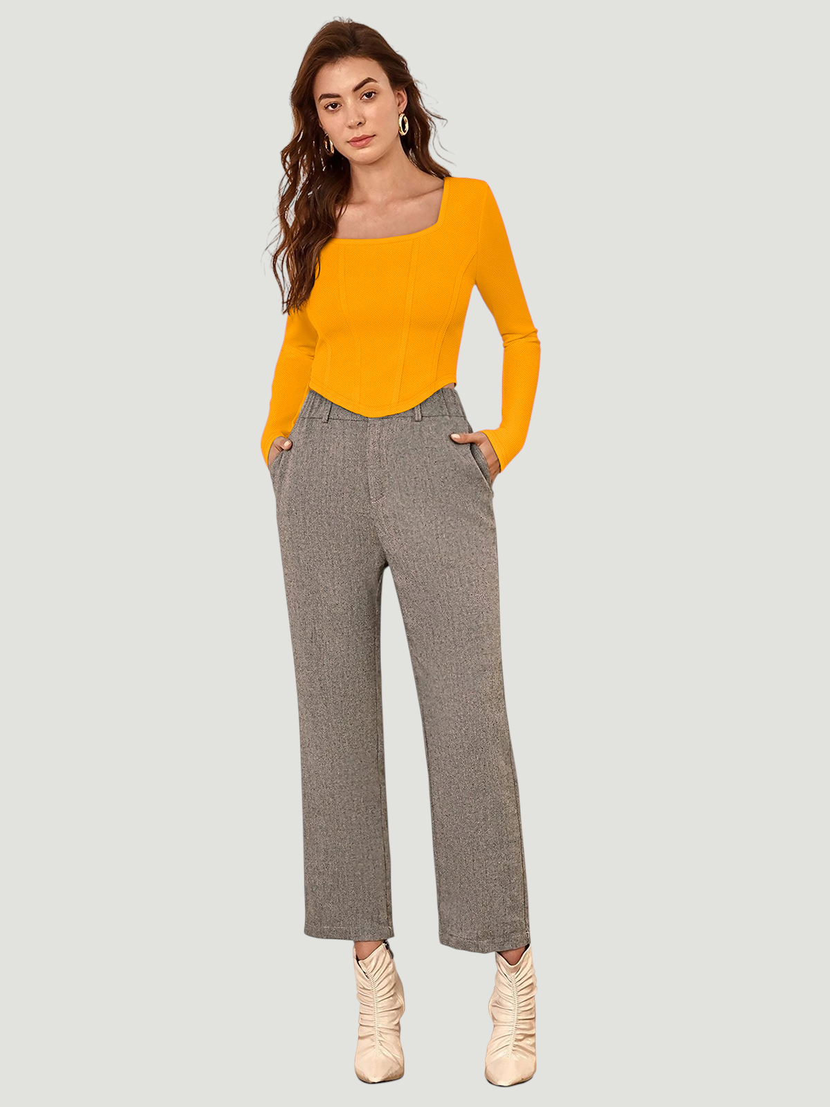 Structured Red Square‑Neck Top [2 Colors]