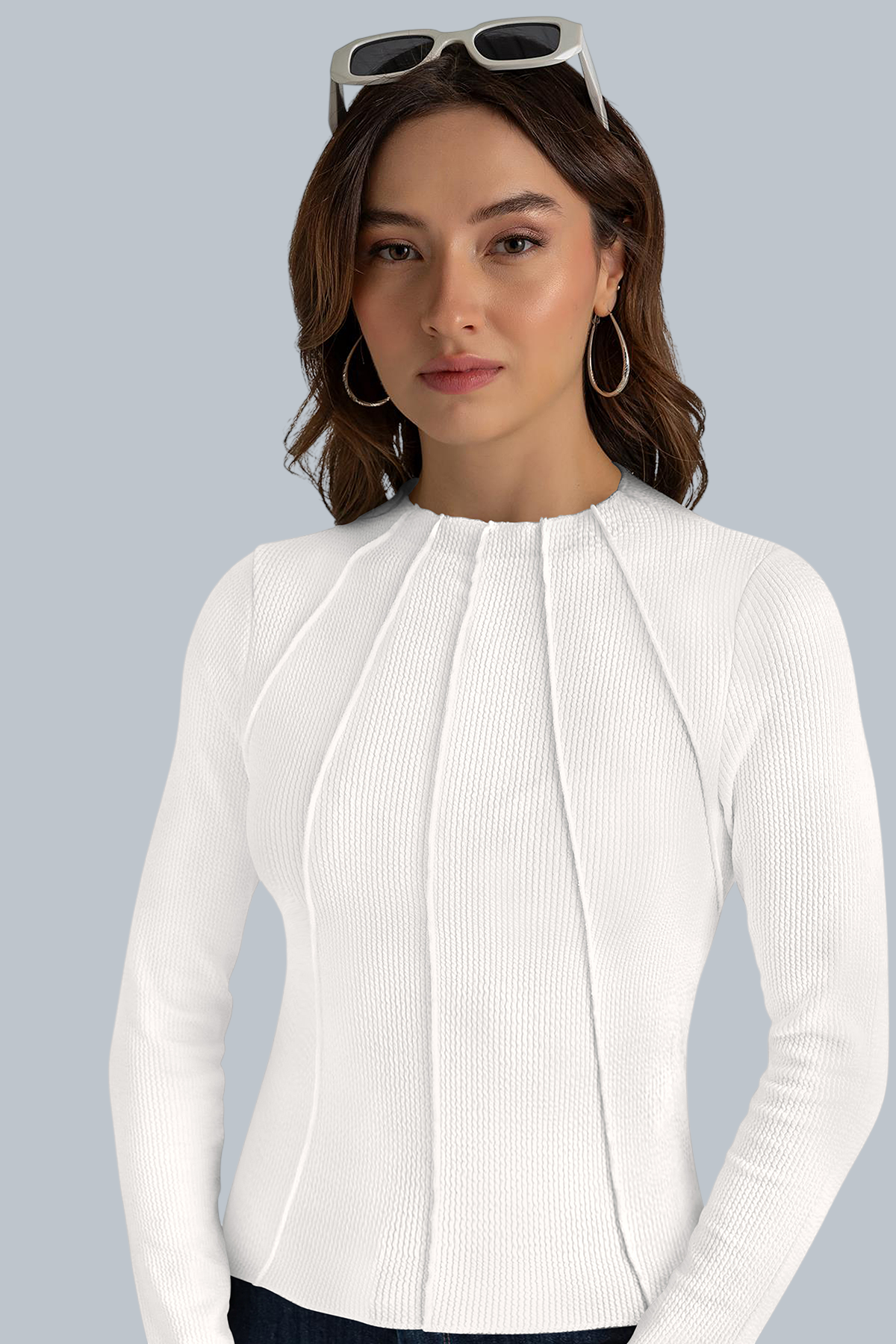 Pleated Panel High Neck Black Ribbed Top [2 Colors]