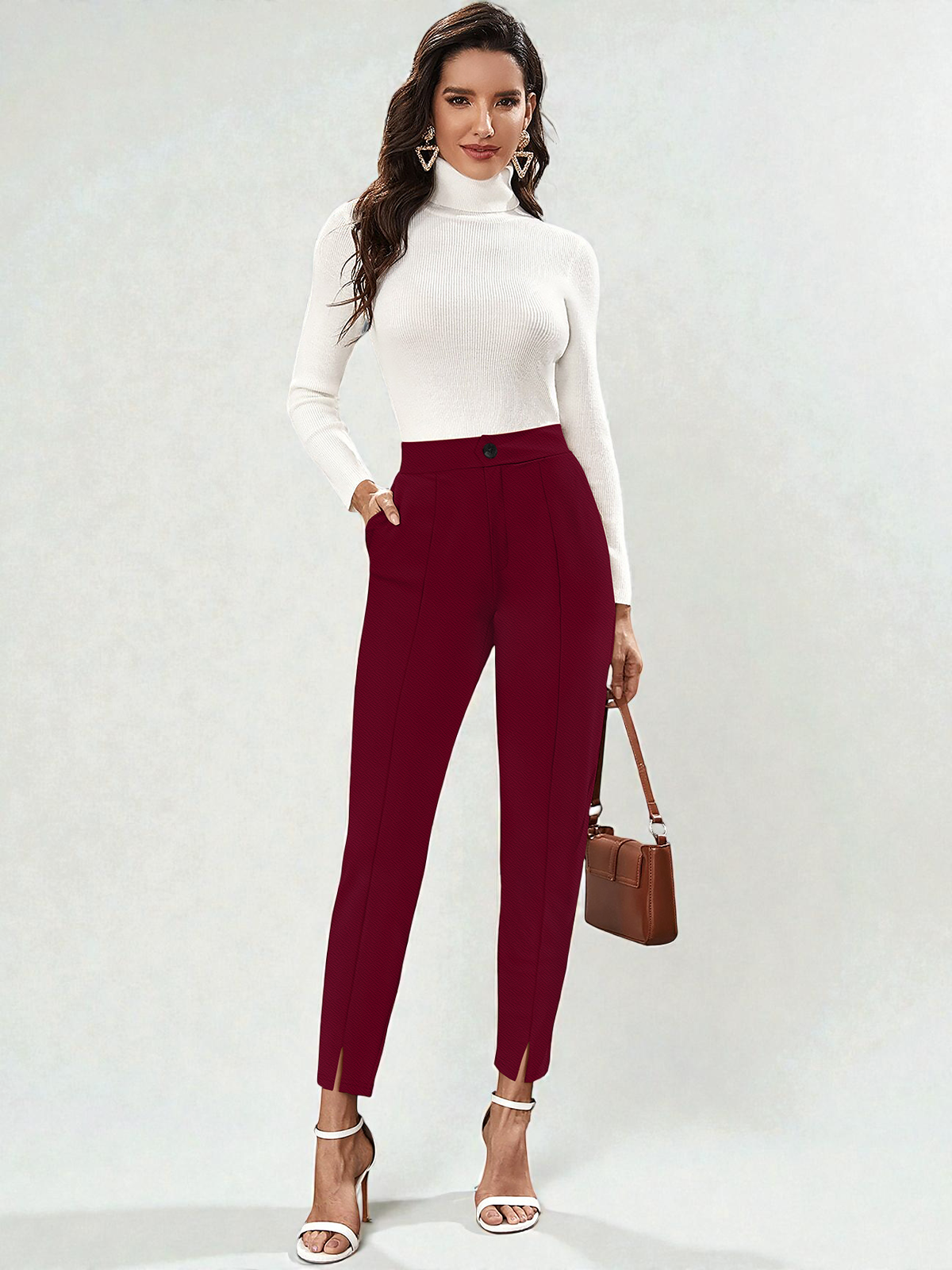High-Rise Slim Fit Ankle Pants [2 Colors]