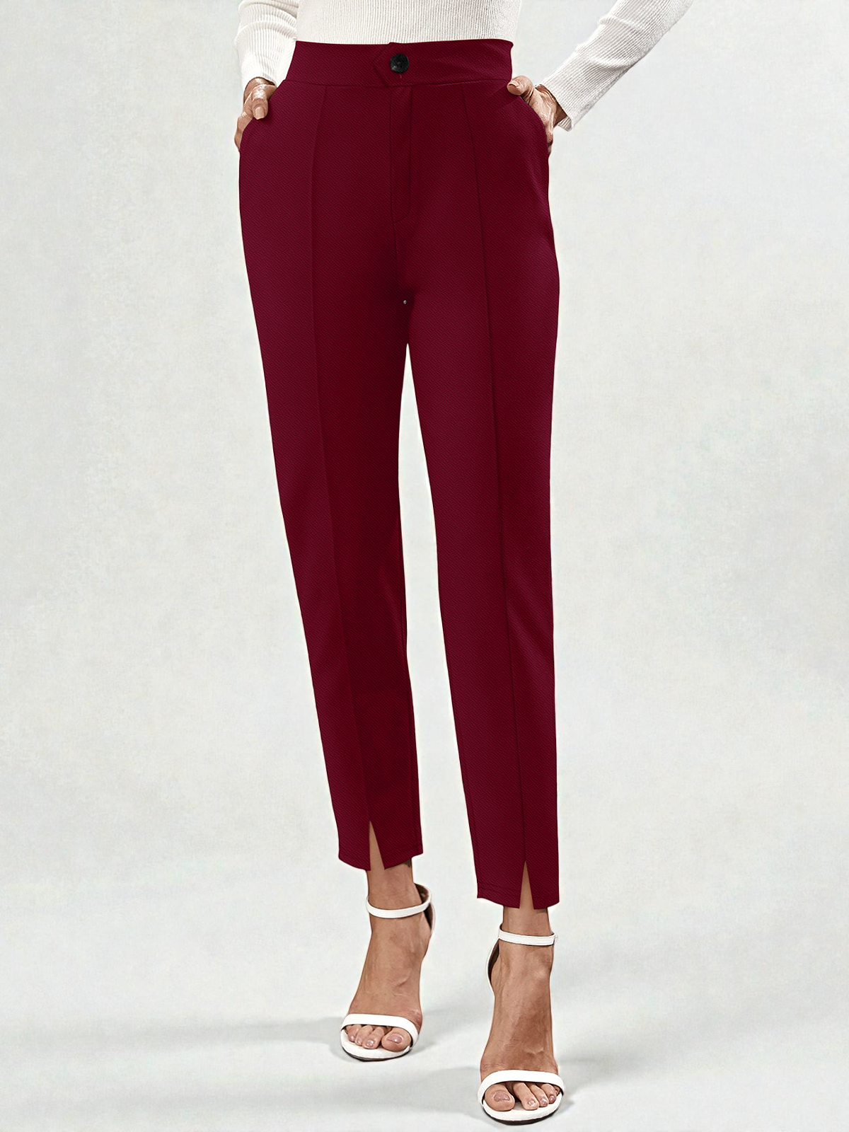 High-Rise Slim Fit Ankle Pants [2 Colors]