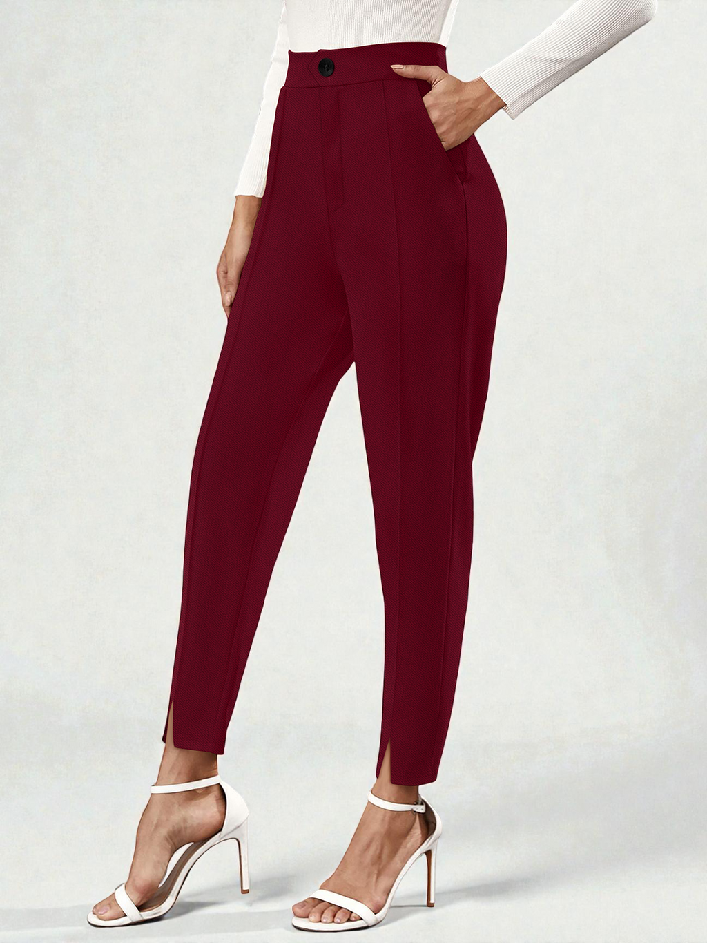 High-Rise Slim Fit Ankle Pants [2 Colors]